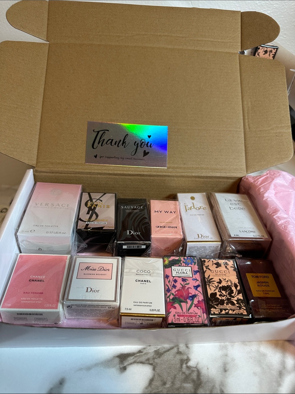 Luxury Women's Mini Fragrance Gift Set of 12 - Pink & Black Accents